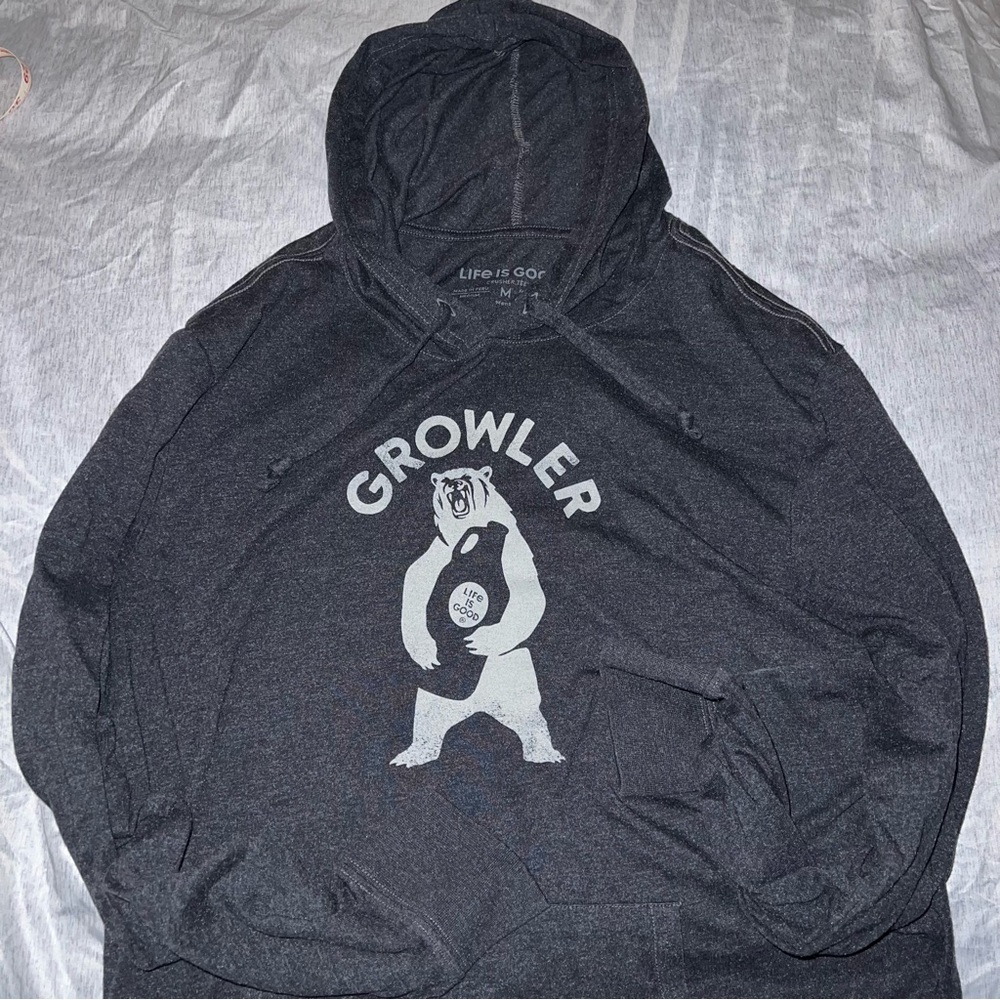 Life Is Good Men's Charcoal Growler Hoodie